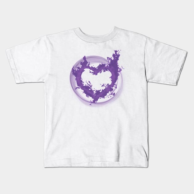 Violet Heart on Fire Kids T-Shirt by Mazzlo Shop